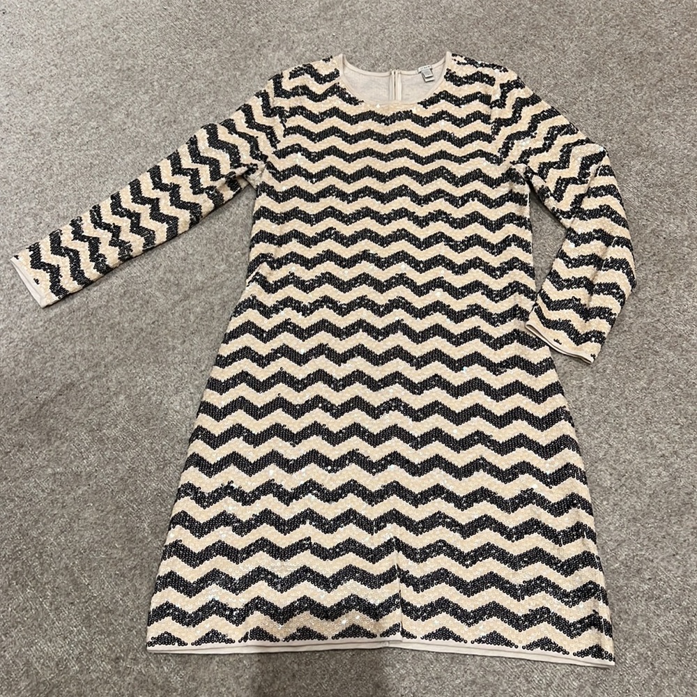 JCREW sequin dress in chevron pattern size S.